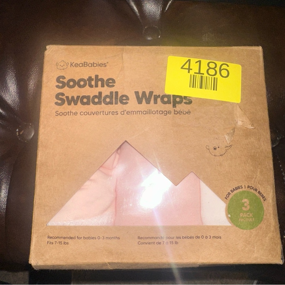 Keababies soothe swaddle wrap. Pink and white pack of 3